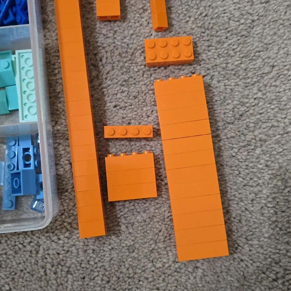 LEGO Bundle of Blue and Orange Building Blocks Set with Container